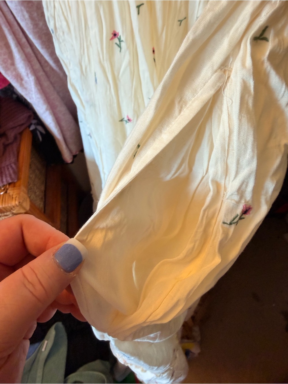 NWOT Old Navy Cream Sundress with Pink & Blue Embroidery - Picture 7 of 8